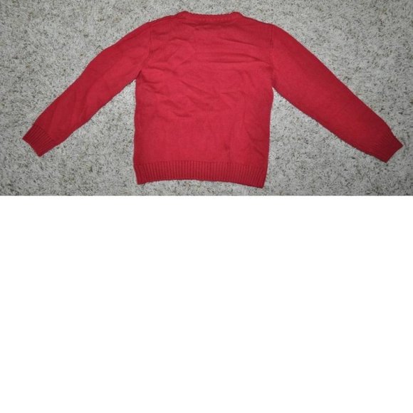 Boys Cable Knit Sweater Red 4/5 Long Sleeve Pullover Crew Basic Editions - Picture 4 of 4